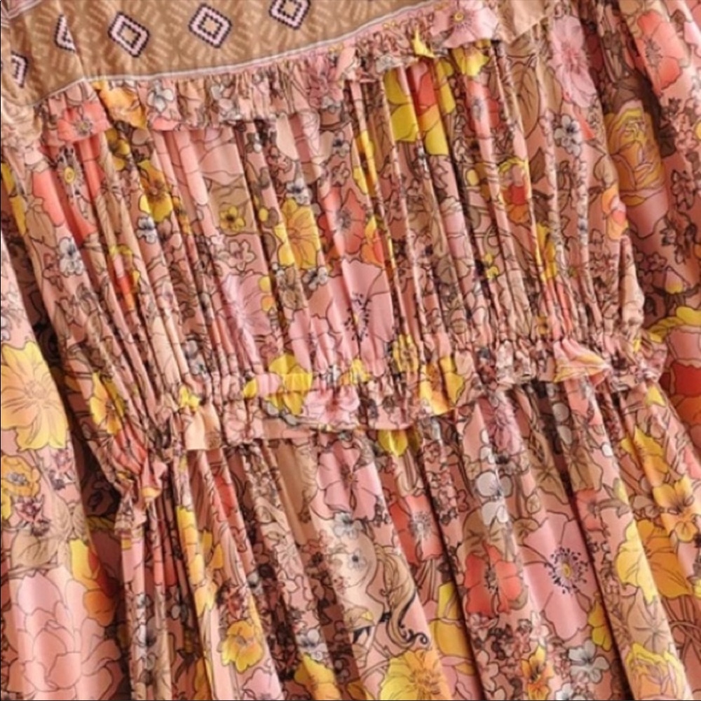 Gypsy Boho Festival Floral Mini Long Sleeve Dress - Picture 8 of 12